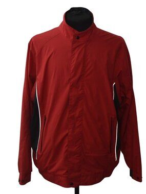 FootJoy DryJoys Waterproof Jacket Mens L  Red Black Polyester Golf Rain Shell